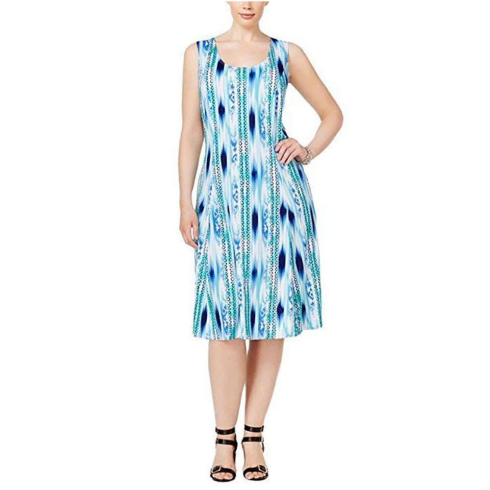 NY Collection Dress Ikat Printed Sleeveless